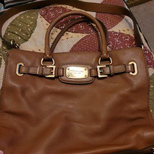 Michael Kors Hamilton Satchel Tote Luggage Brown Leather Large Handbag